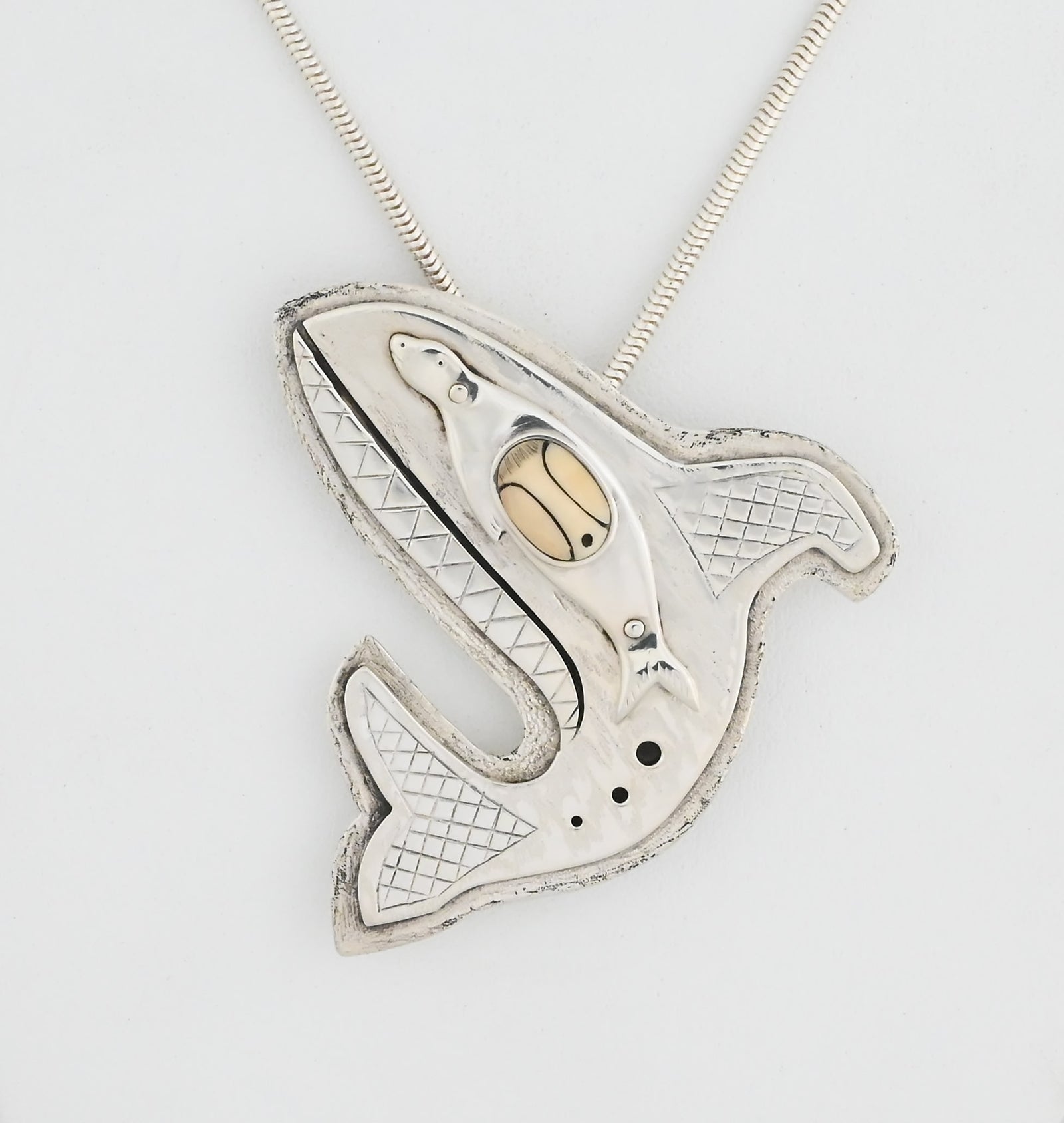 Denise Wallace Killer Whale Pendant with Seal (c.1988)