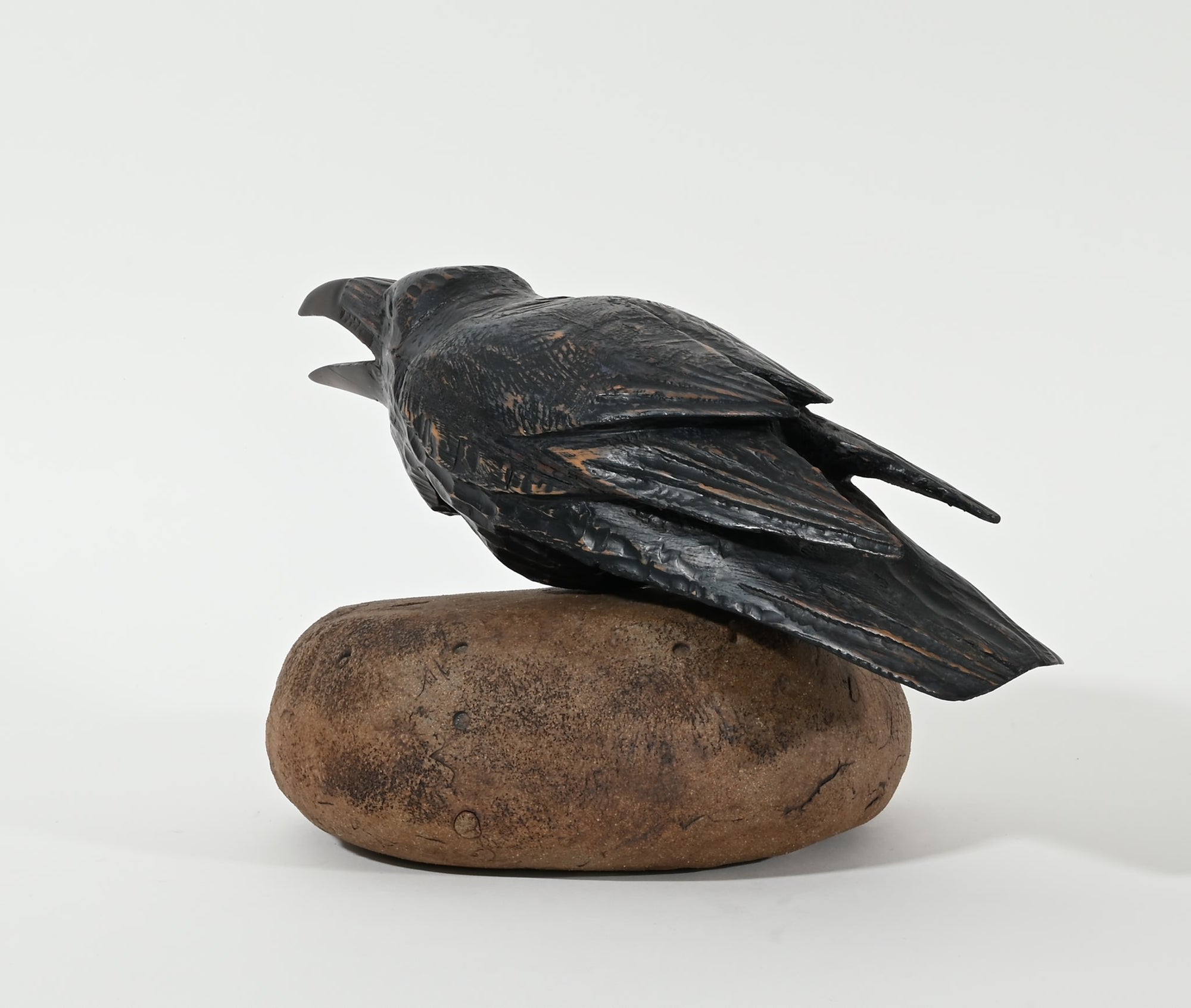 Raven on Rock, Original Sculpture by Hib Sabin (2000)