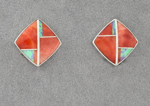 Clip-on Earrings with Inlay by Cathy Webster (vintage)
