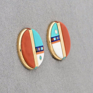 Clip-on Earrings with Inlay by Jesse Monongya (vintage)