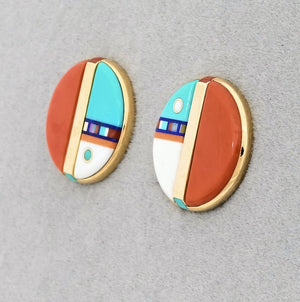 Clip-on Earrings with Inlay by Jesse Monongya (vintage)