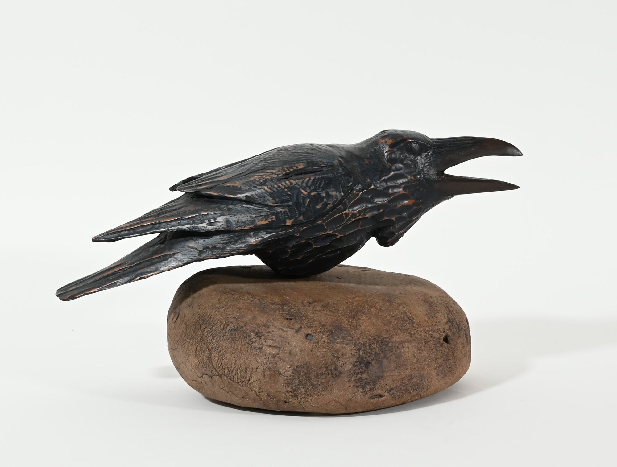 Raven on Rock, Original Sculpture by Hib Sabin (2000)