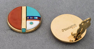 Clip-on Earrings with Inlay by Jesse Monongya (vintage)