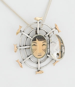 Denise Wallace Fisherwoman Mask Pin/Pendant #15/100 ; (c.1992)