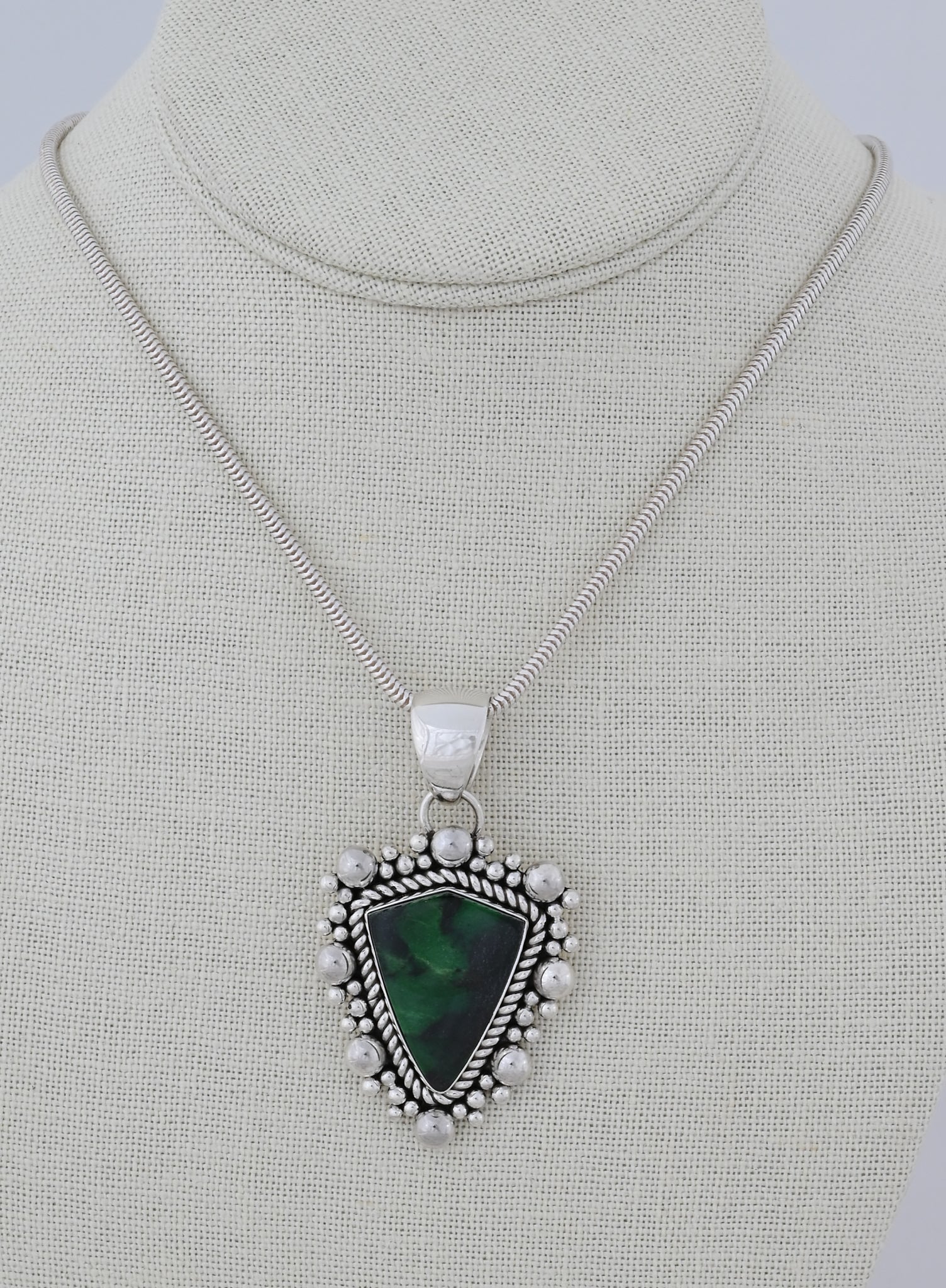 Pendant with Green Garnet by Artie Yellowhorse