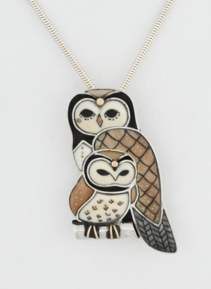Owl and Baby Pin/Pendant by Dawn Wallace Kulberg