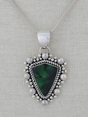Pendant with Green Garnet by Artie Yellowhorse