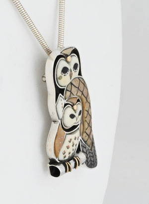 Owl and Baby Pin/Pendant by Dawn Wallace Kulberg