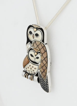 Owl and Baby Pin/Pendant by Dawn Wallace Kulberg