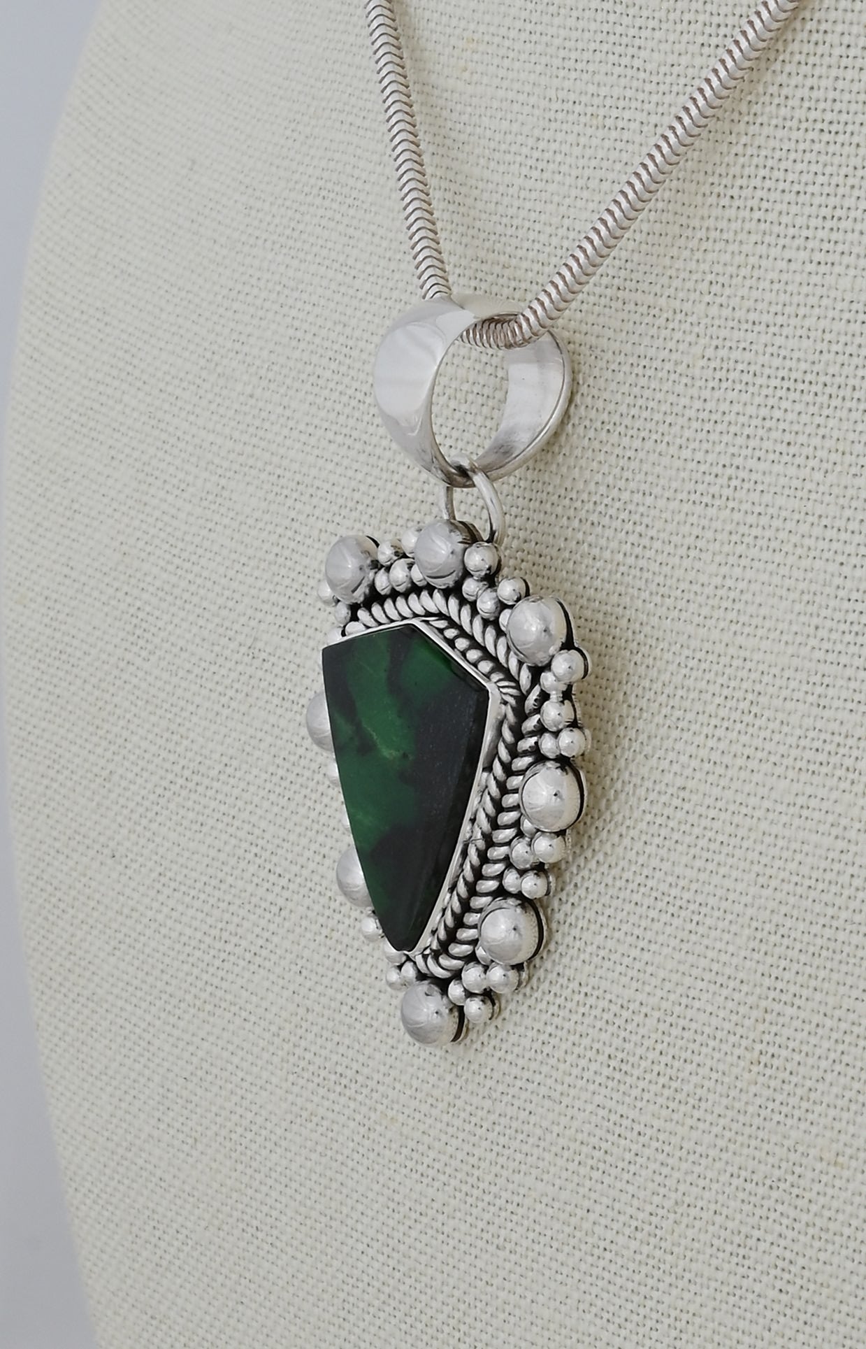 Pendant with Green Garnet by Artie Yellowhorse