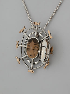 Denise Wallace Fisherwoman Mask Pin/Pendant; #62 of 100