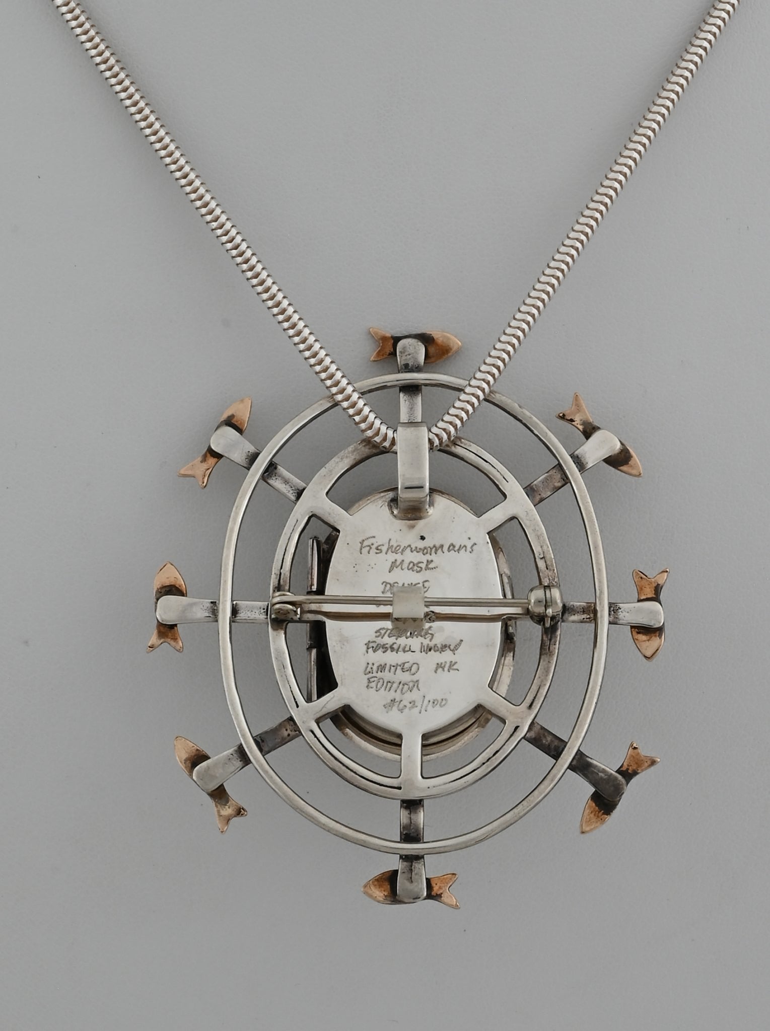 Denise Wallace Fisherwoman Mask Pin/Pendant; #62 of 100