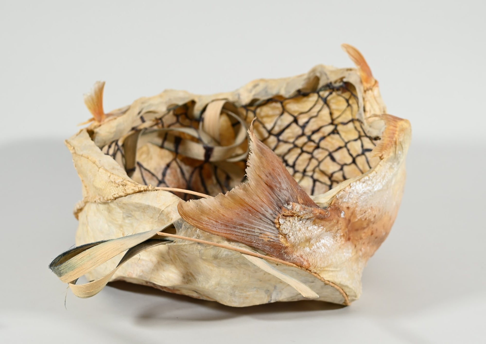 King Salmon Skin Basket by Frances Ann Reed (1943-2008) (non native)