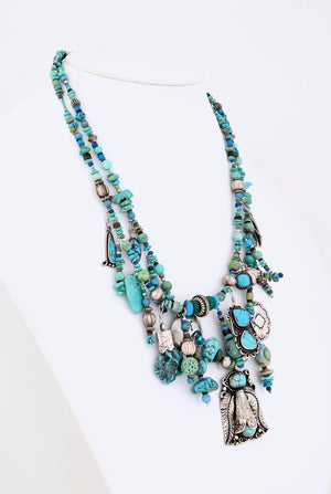 Charm Necklace with Turquoise and Navajo "Charms"