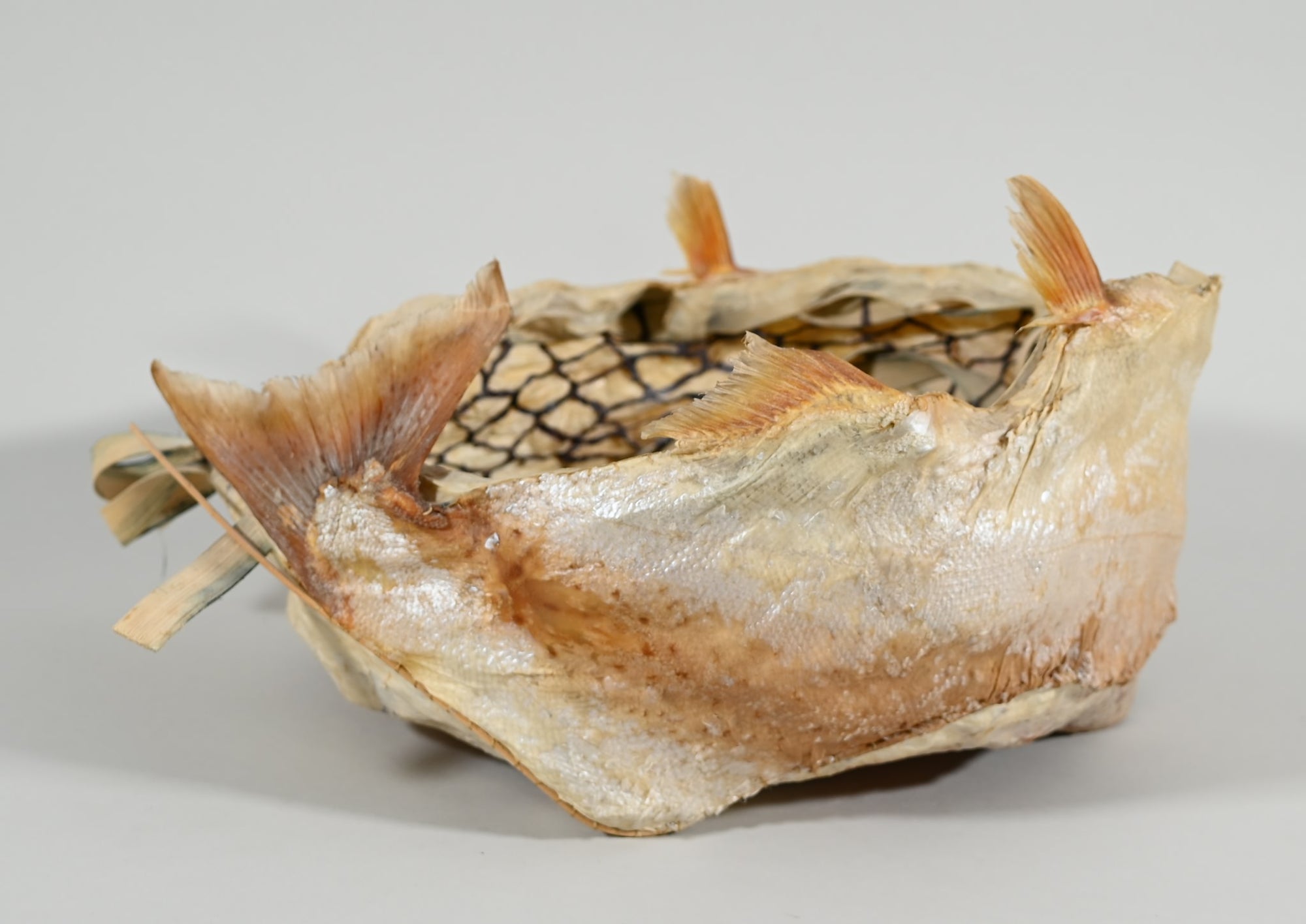 King Salmon Skin Basket by Frances Ann Reed (1943-2008) (non native)