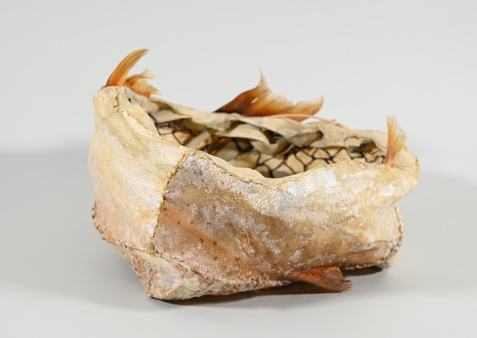 King Salmon Skin Basket by Frances Ann Reed (1943-2008) (non native)