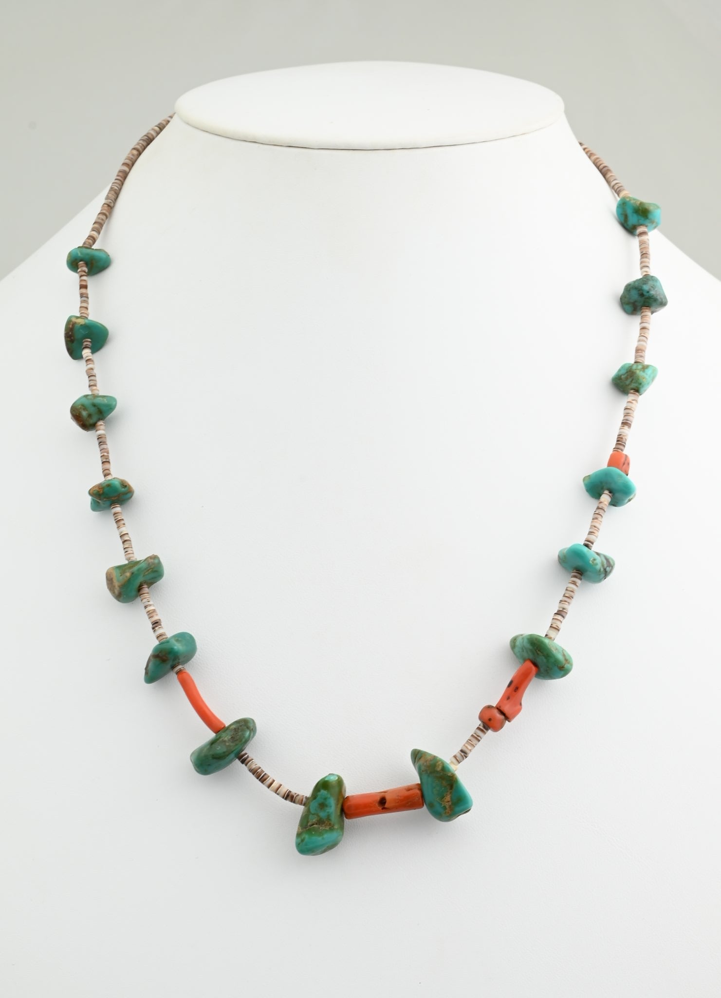 Necklace with Heishi and Turquoise Nuggets; Vintage