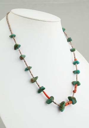 Necklace with Heishi and Turquoise Nuggets; Vintage