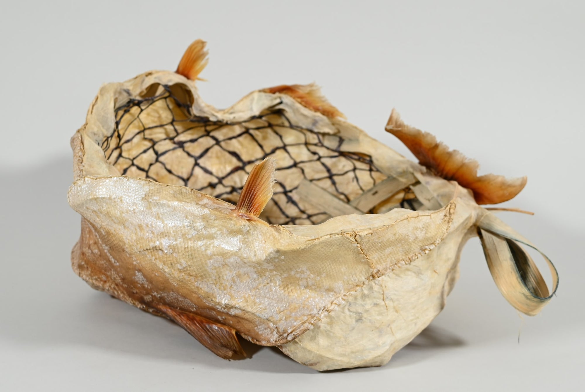 King Salmon Skin Basket by Frances Ann Reed (1943-2008) (non native)