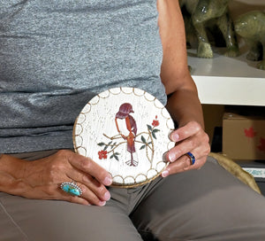 Quill Box with Bird on Branch with Flowers by Bernard Parkey
