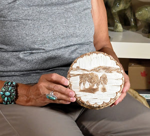 Quill Box by Yvonne Walker Keshick "Bison Wading in Water"