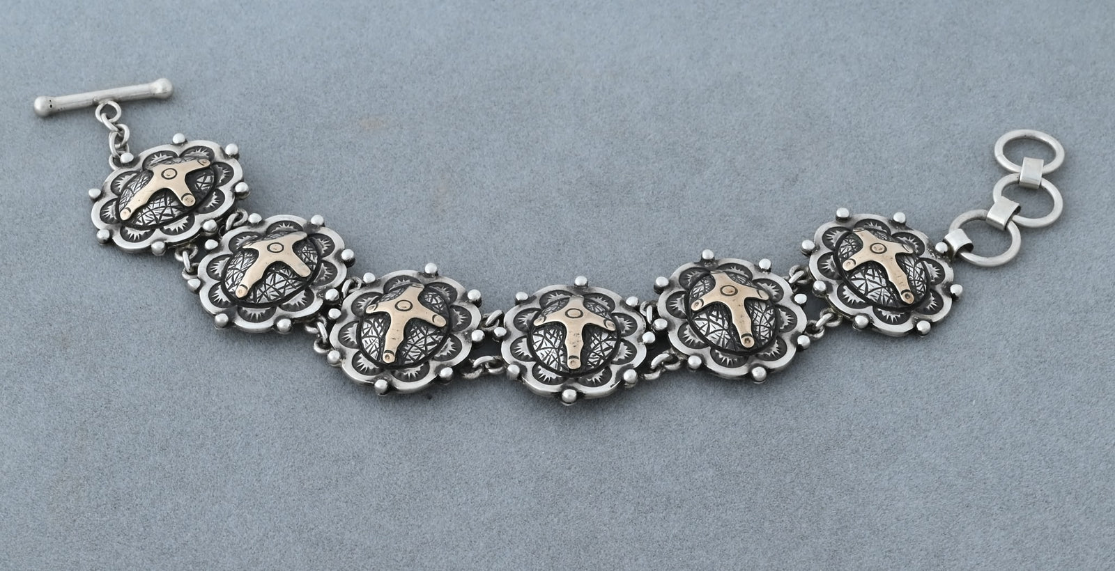 Sterling Link Bracelet with Crosses by Victor Trujillo