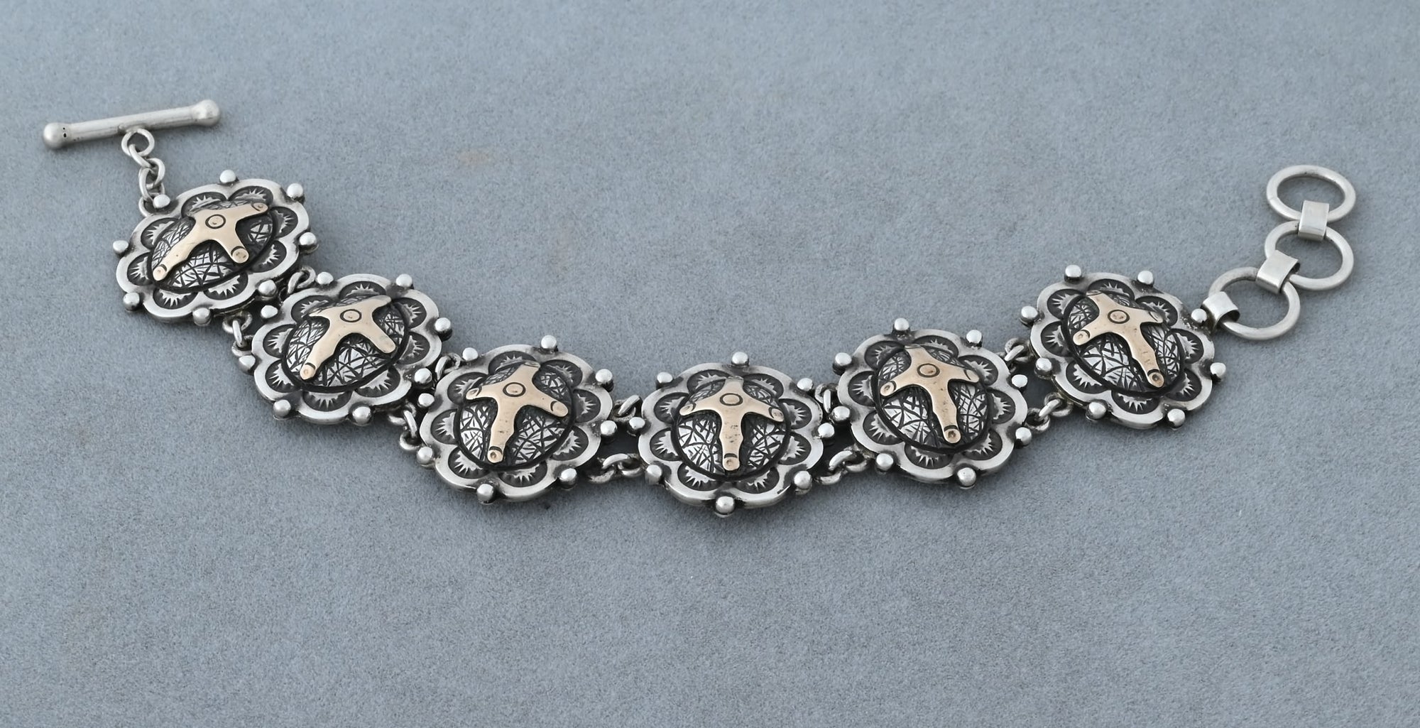 Sterling Link Bracelet with Crosses by Victor Trujillo
