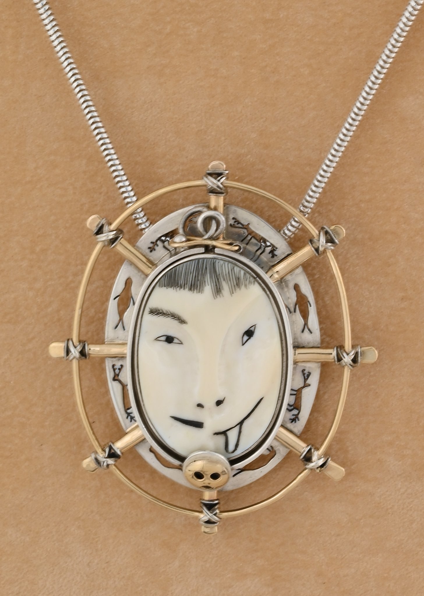 Half Man/Half Animal Mask Pin/Pendant by Denise Wallace (c.1988)