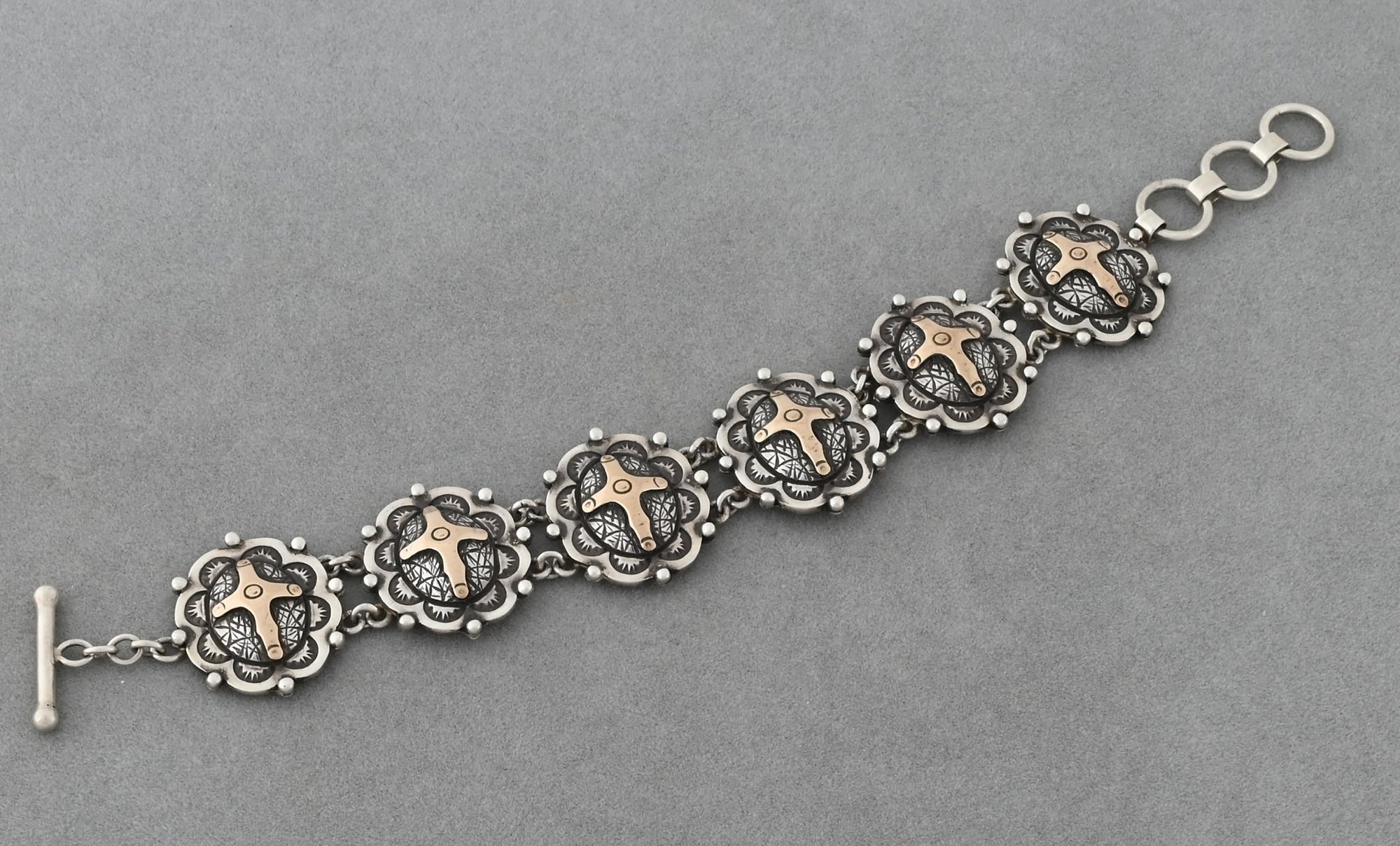 Sterling Link Bracelet with Crosses by Victor Trujillo