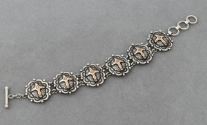 Sterling Link Bracelet with Crosses by Victor Trujillo