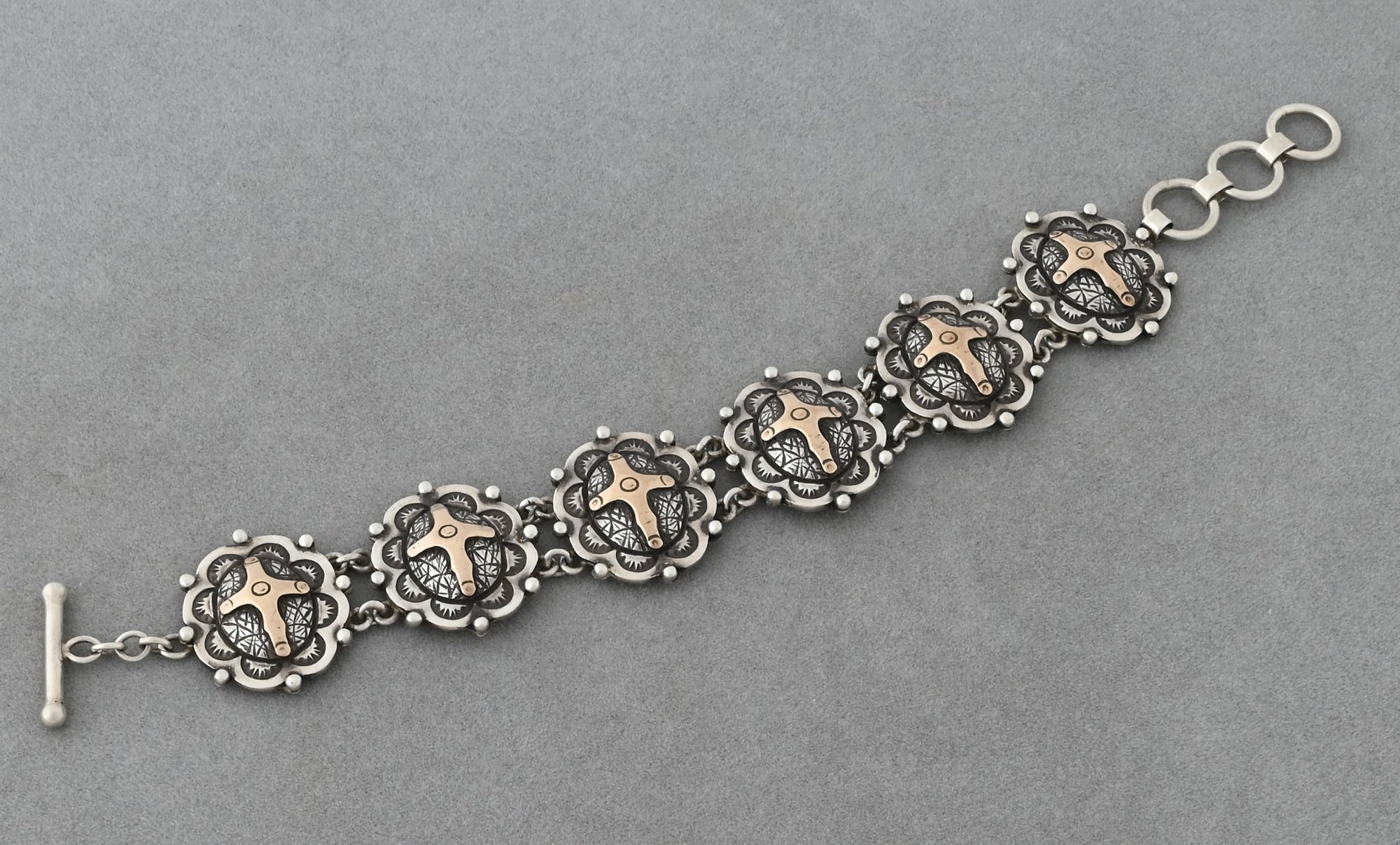 Sterling Link Bracelet with Crosses by Victor Trujillo