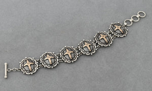 Sterling Link Bracelet with Crosses by Victor Trujillo