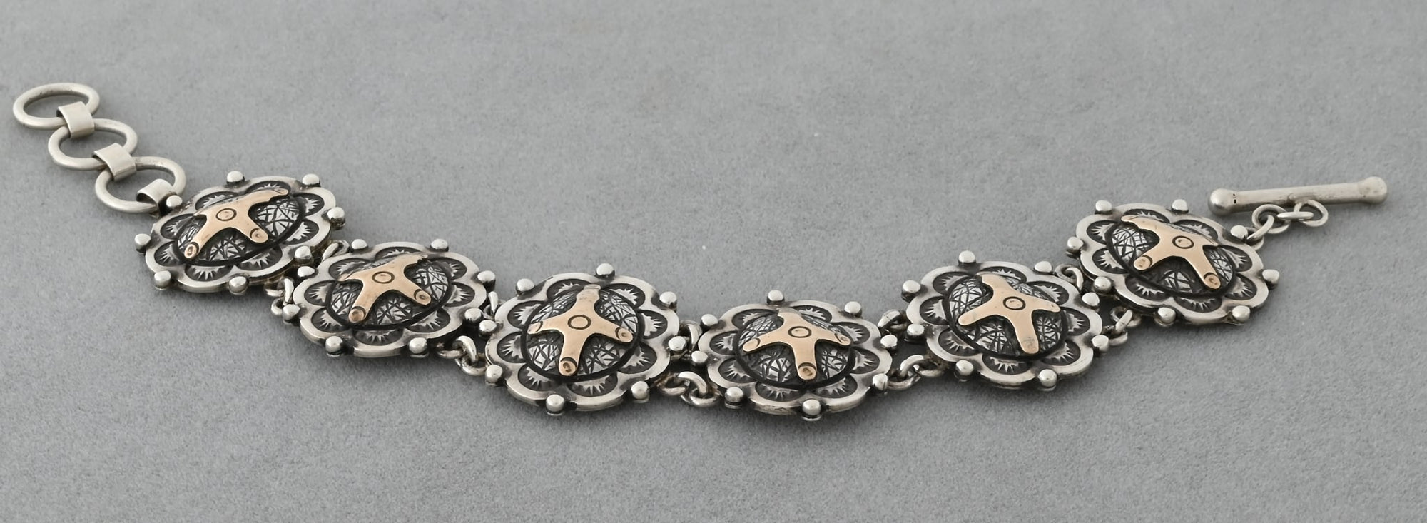 Sterling Link Bracelet with Crosses by Victor Trujillo