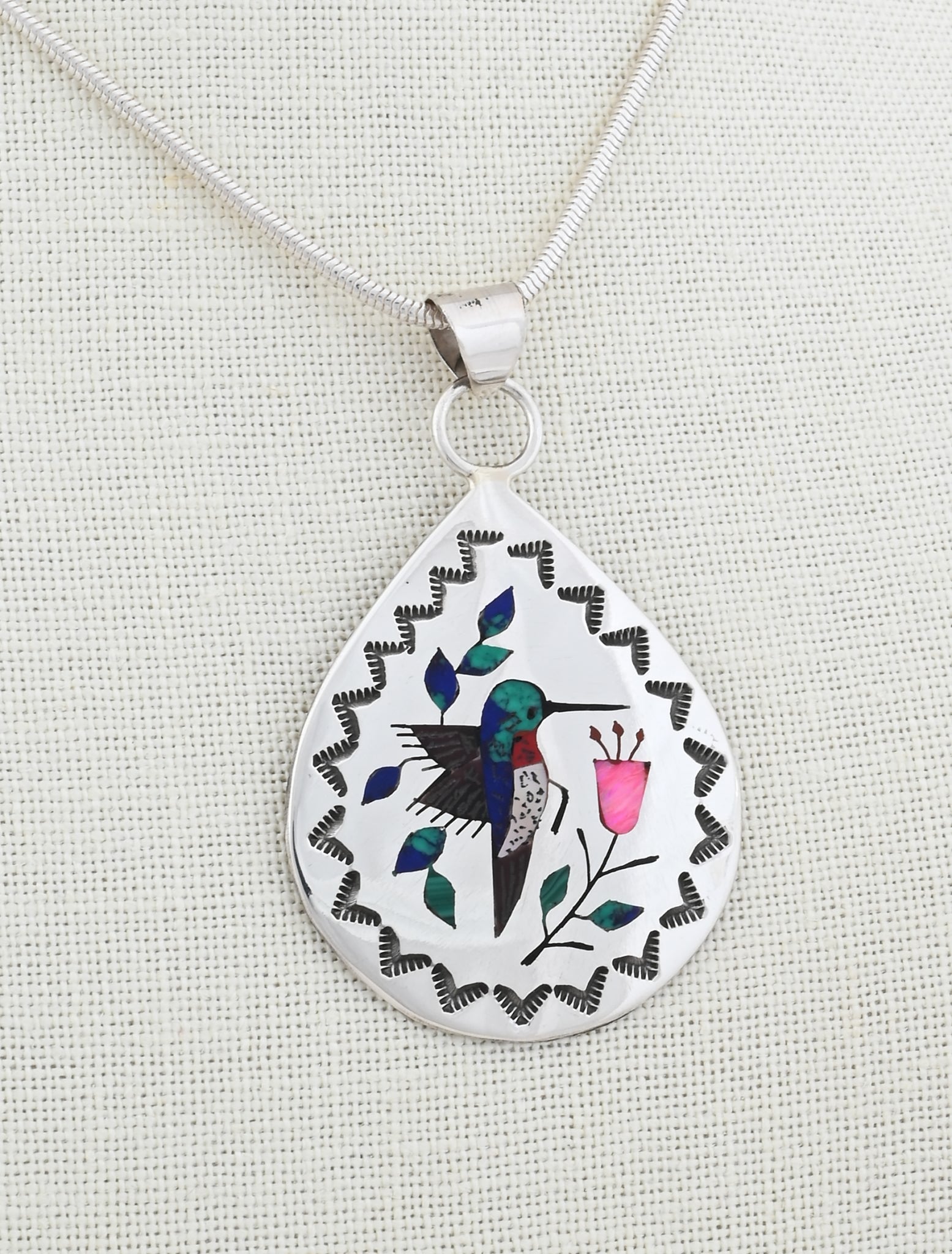 Pendant with Hummingbird Inlay by Raymond Boyd