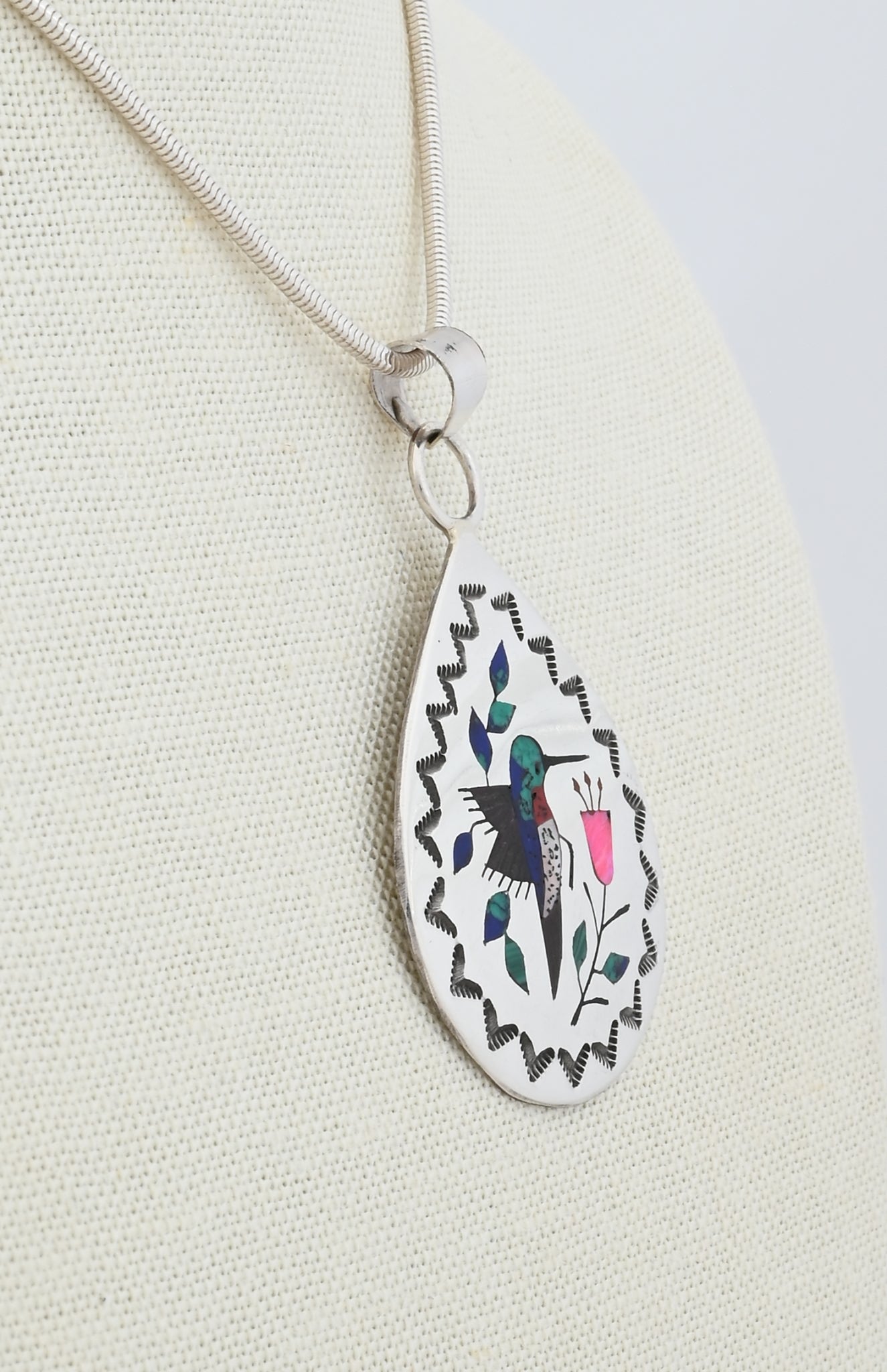 Pendant with Hummingbird Inlay by Raymond Boyd