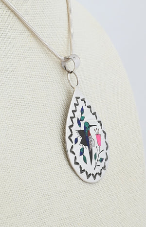 Pendant with Hummingbird Inlay by Raymond Boyd