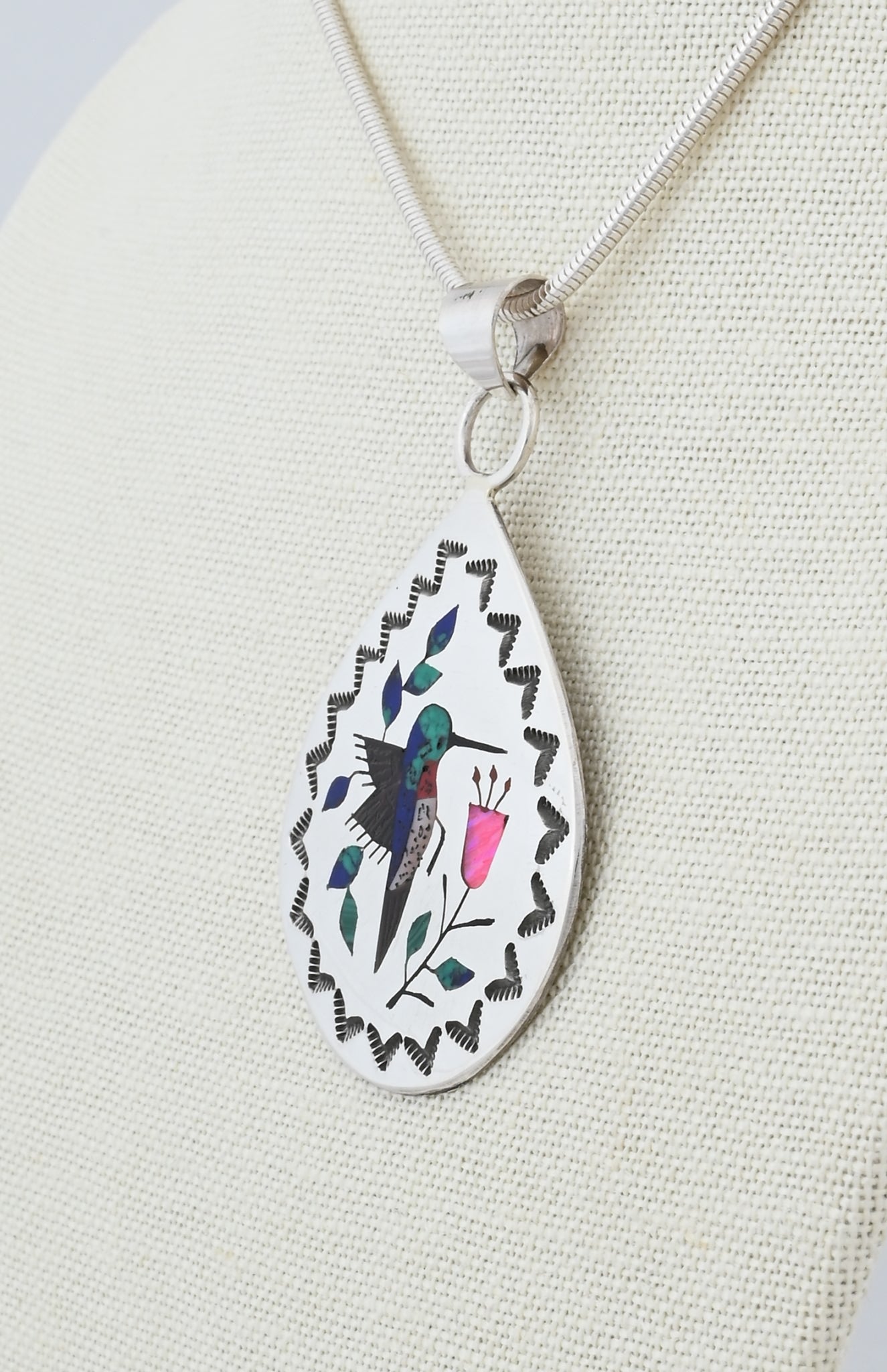 Pendant with Hummingbird Inlay by Raymond Boyd