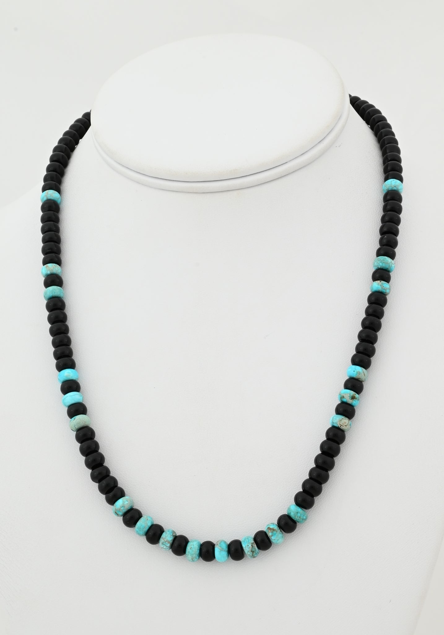 Necklace with Onyx and Turquoise Beads by Helen Tsosie