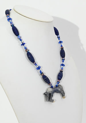 Necklace, with Blue Horse Pendant by Linda Lee Courtney; 23" long