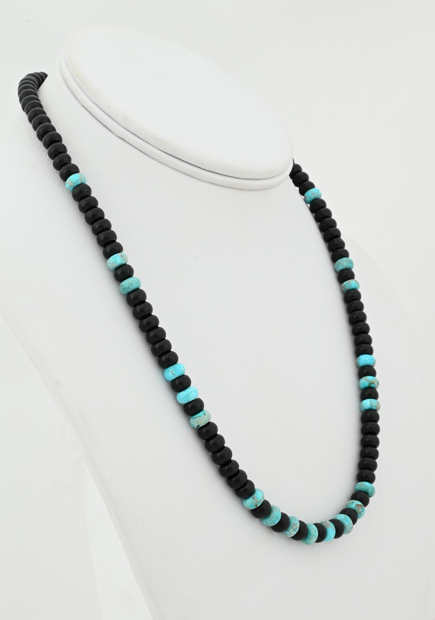 Necklace with Onyx and Turquoise Beads by Helen Tsosie