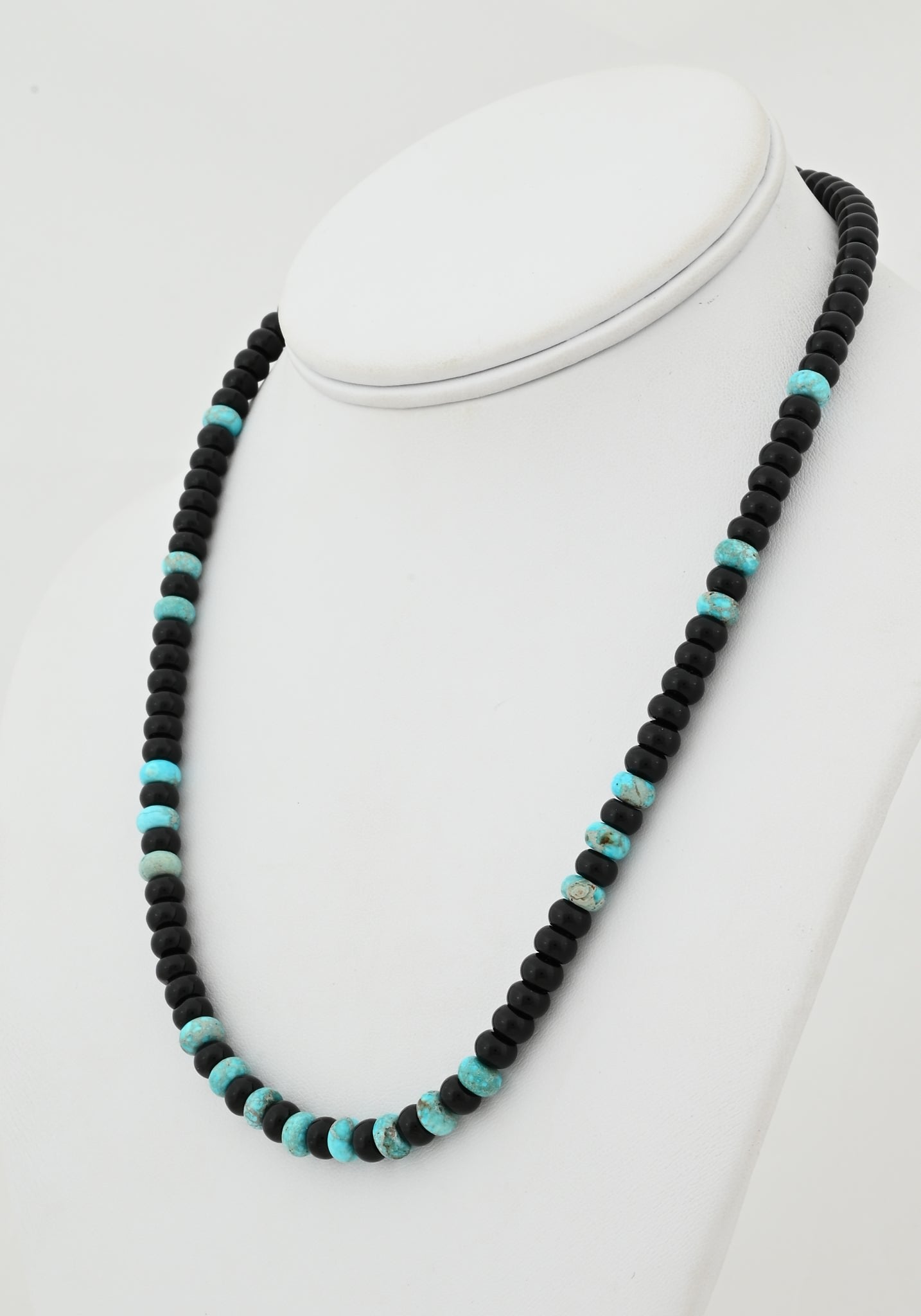 Necklace with Onyx and Turquoise Beads by Helen Tsosie
