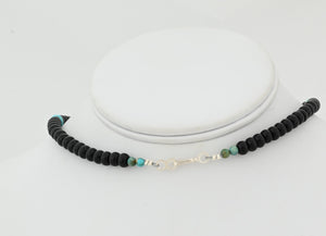 Necklace with Onyx and Turquoise Beads by Helen Tsosie