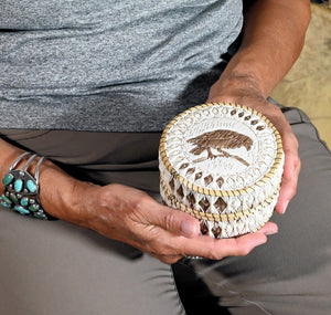 Vintage Anishinaabe Quill Box by Delia Beboning