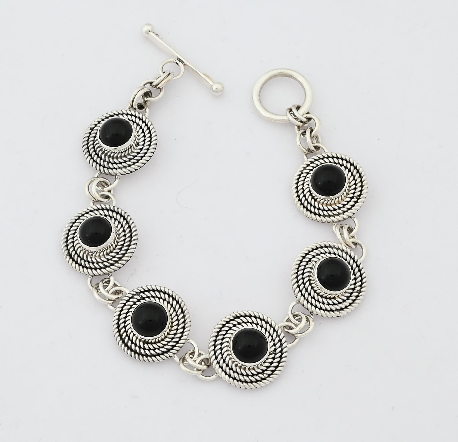 Link Bracelet with Black Onyx by Artie Yellowhorse