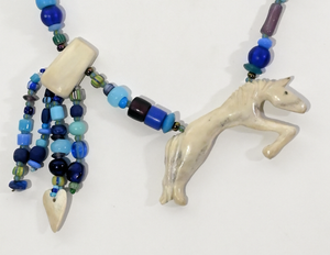 Necklace, with White Horse Pendant by Linda Lee Courtney; 23" long