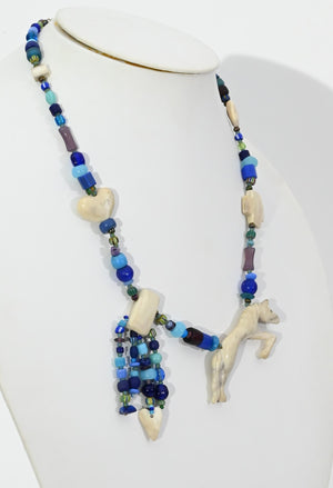 Necklace, with White Horse Pendant by Linda Lee Courtney; 23" long