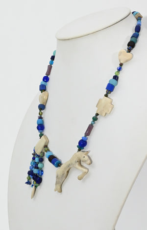 Necklace, with White Horse Pendant by Linda Lee Courtney; 23" long