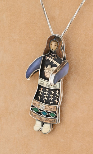 Hopi Woman Pin/Pendant (1996) by Denise and Samuel Wallace