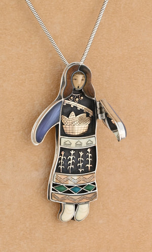 Hopi Woman Pin/Pendant (1996) by Denise and Samuel Wallace