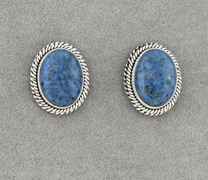 Earrings with Denim Lapis by Artie Yellowhorse